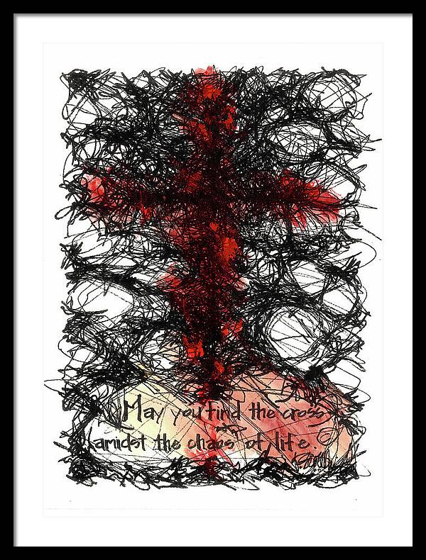 Chaos Order Cross 08 - Sorrowful Red - Framed Print