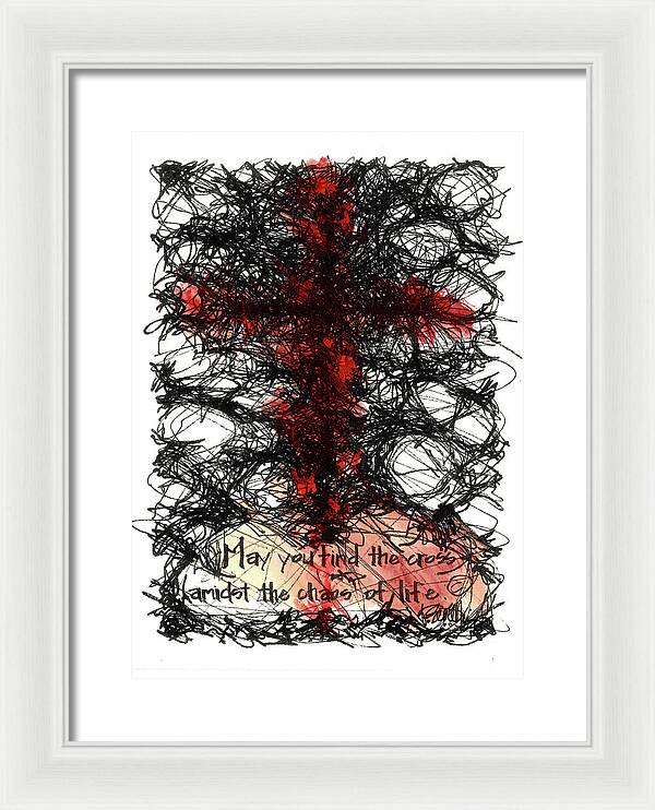 Chaos Order Cross 08 - Sorrowful Red - Framed Print